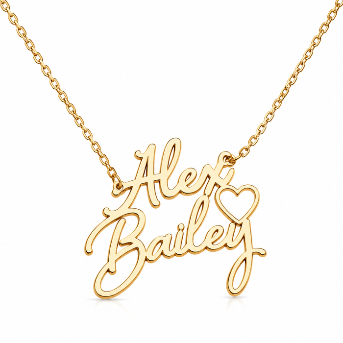 Personalized Name Necklace with Heart – Custom Gold Nameplate Necklace | Jewelry Dose