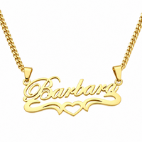 Custom Name Necklace with Heart —  Personalized Cuban Chain Nameplate