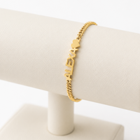 Custom Name Bracelet with Heart Charm – 18K Gold Plated Personalized Cuban Chain Bracelet
