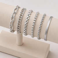 Chunky Gold Chain Bracelet Set — 6-Piece Mixed Link Bracelets