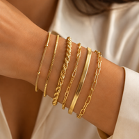 Gold Chain Bracelet Stack Set — 6-Piece Layered Chain Bracelets