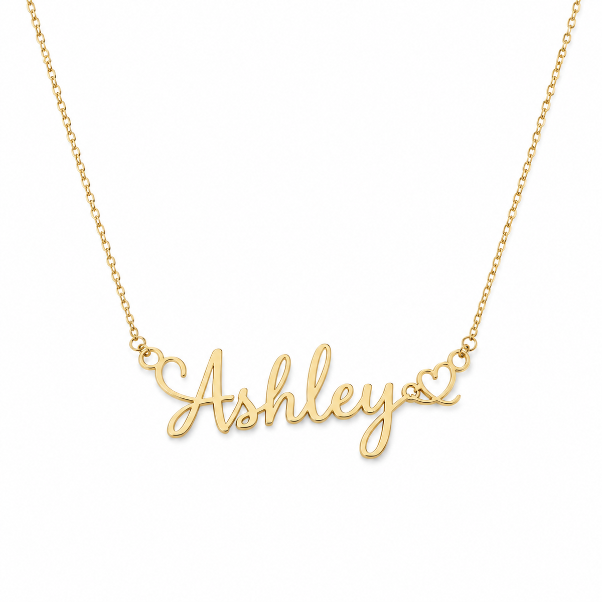 Custom Name Necklace with Heart – 18K Gold Plated Personalized Cursive Nameplate Necklace, Dainty Chain Jewelry Gift for Her