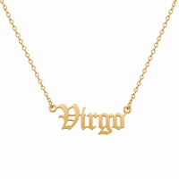 Zodiac Sign Necklace Capricorn — 18k Gold Plated Old English Nameplate