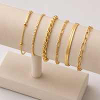 Gold Chain Bracelet Stack Set — 6-Piece Layered Chain Bracelets