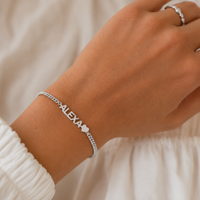 Custom Name Bracelet with Heart Charm – 18K Gold Plated Personalized Cuban Chain Bracelet