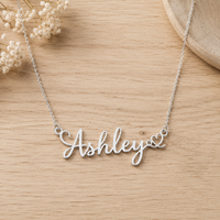 Custom Name Necklace with Heart – 18K Gold Plated Personalized Cursive Nameplate Necklace, Dainty Chain Jewelry Gift for Her