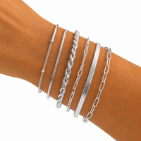 Gold Chain Bracelet Stack Set — 6-Piece Layered Chain Bracelets