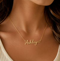 Custom Name Necklace with Heart – 18K Gold Plated Personalized Cursive Nameplate Necklace, Dainty Chain Jewelry Gift for Her
