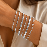 Gold Chain Bracelet Stack Set — 6-Piece Layered Chain Bracelets
