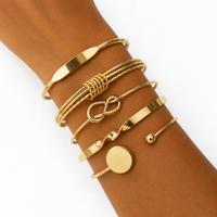 Gold Bangle Bracelet Set — Stackable Cuff & Knot Bracelets, 5-Piece Set