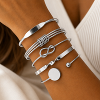 Gold Bangle Bracelet Set — Stackable Cuff & Knot Bracelets, 5-Piece Set